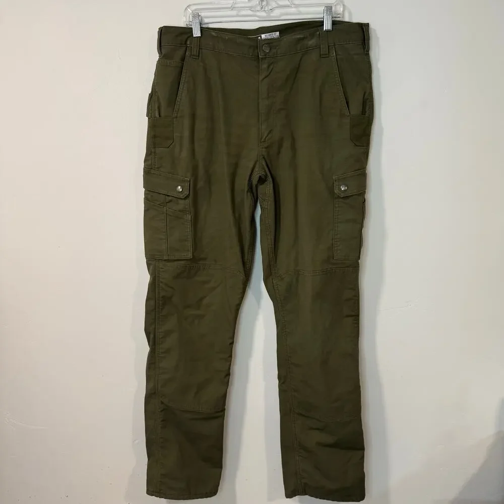 Carhartt‎ Rugged Flex Relaxed Fit Ripstop Cargo Fleece-Lined Work Pant Green 38
